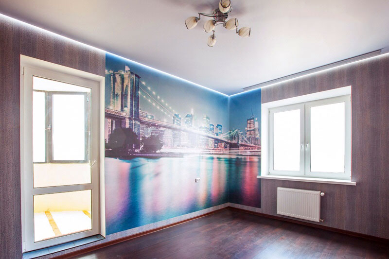 Матовый потолок с подсветкой по периметру